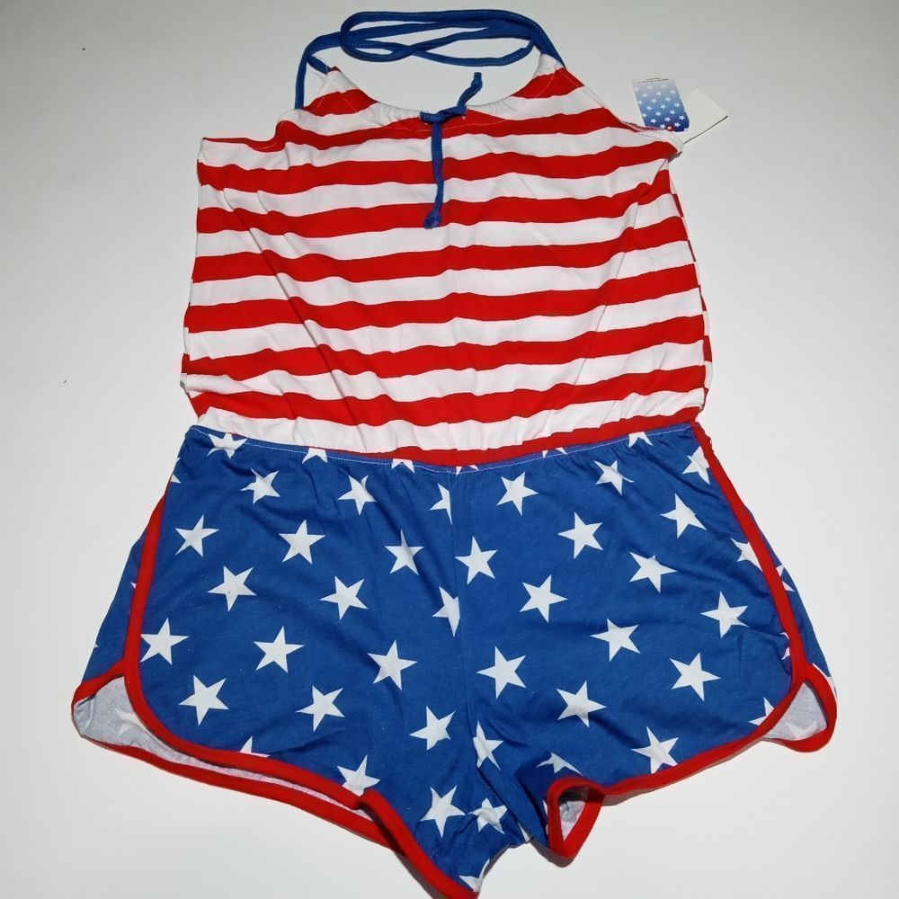 sonoze button/Size XS/red white and blue/rompers